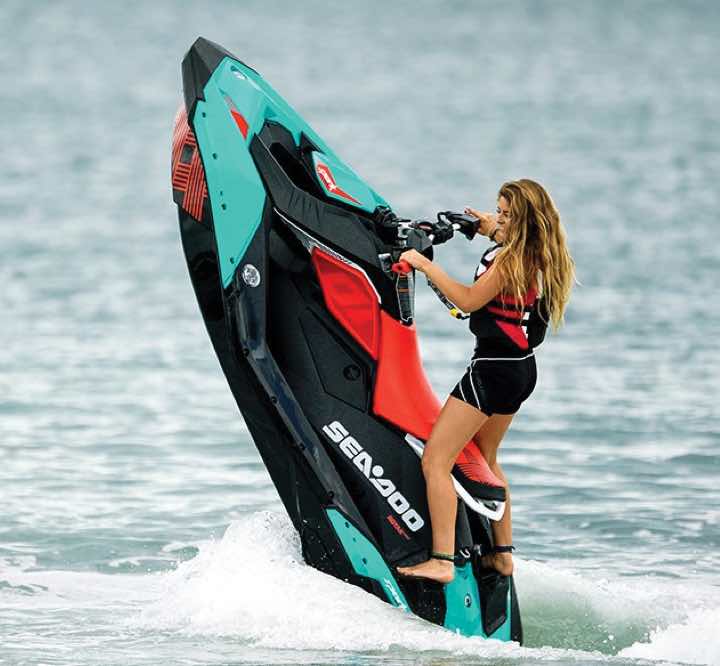 Woman on a jet ski in open water